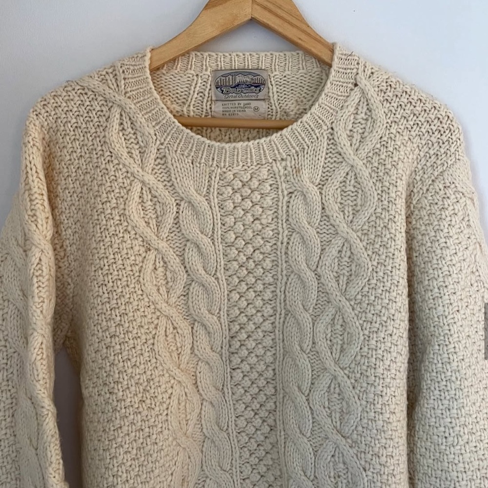 Britches 1907s Hand Knit 100% Wool Cream Sweater - Picture 2 of 11